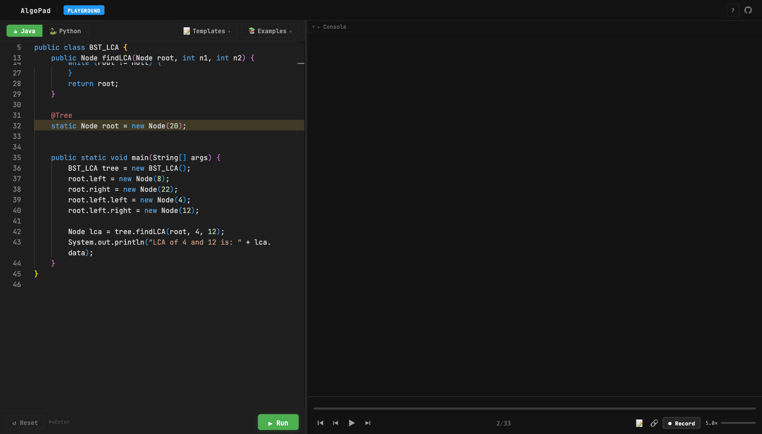 AlgoPad - Algorithm Visualizer for Java & Python | Step-by-Step Code ...